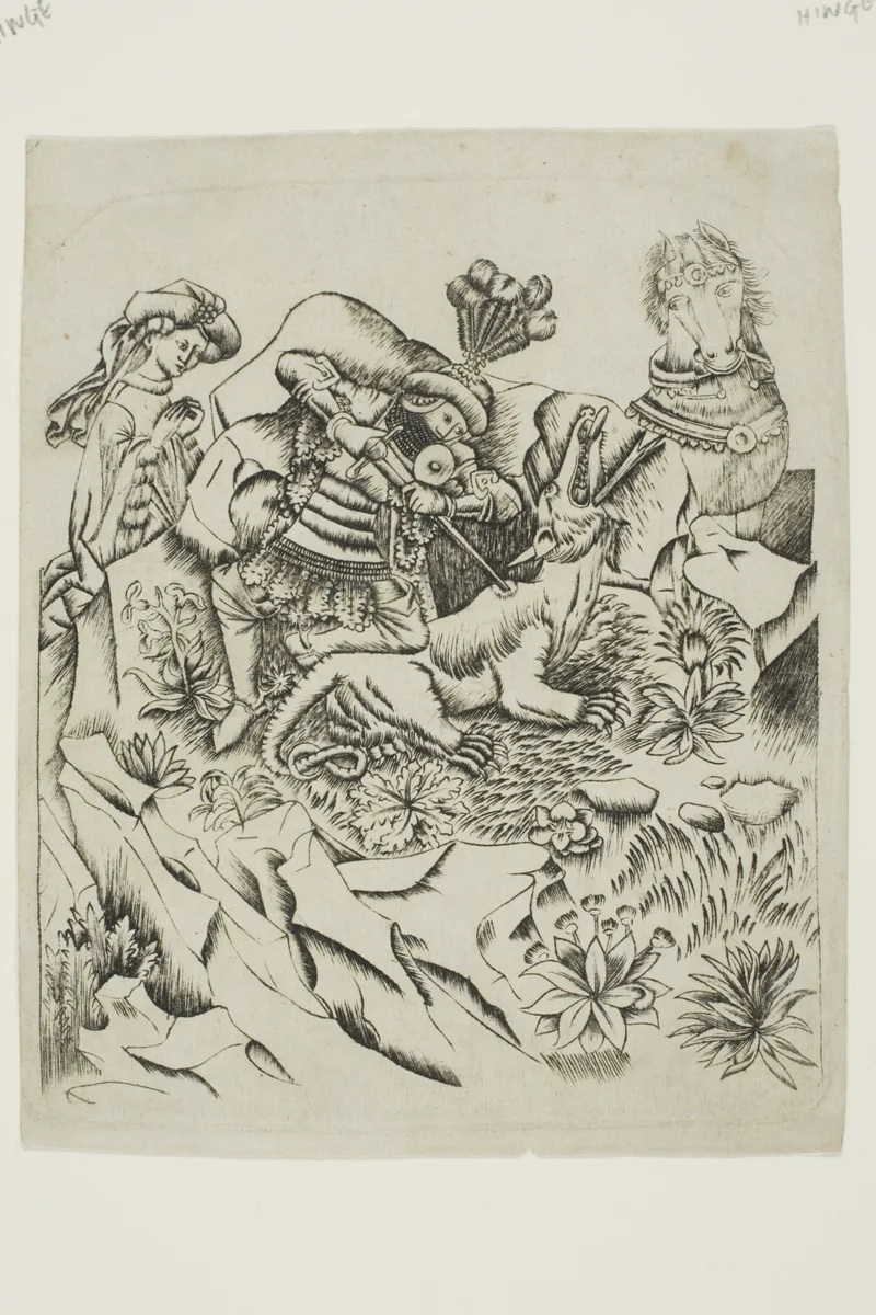 Saint George and the Dragon by Master of the Nuremberg Passion, print, 1445-1455