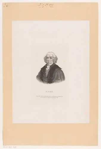 Portret van Adriaan Kluit by Leendert Springer, print, 1850
