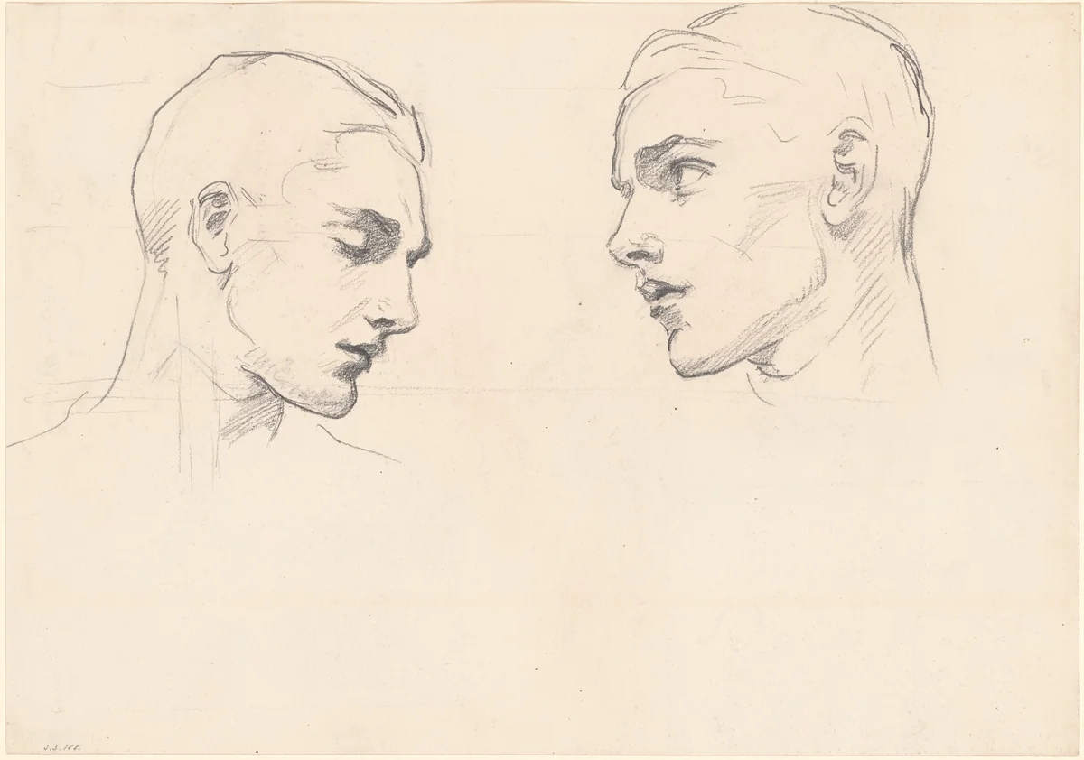 Studies of a Man's Head by John Singer Sargent, drawing, 1870-1880