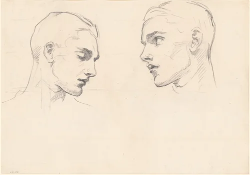 Studies of a Man's Head by John Singer Sargent, drawing, 1870-1880