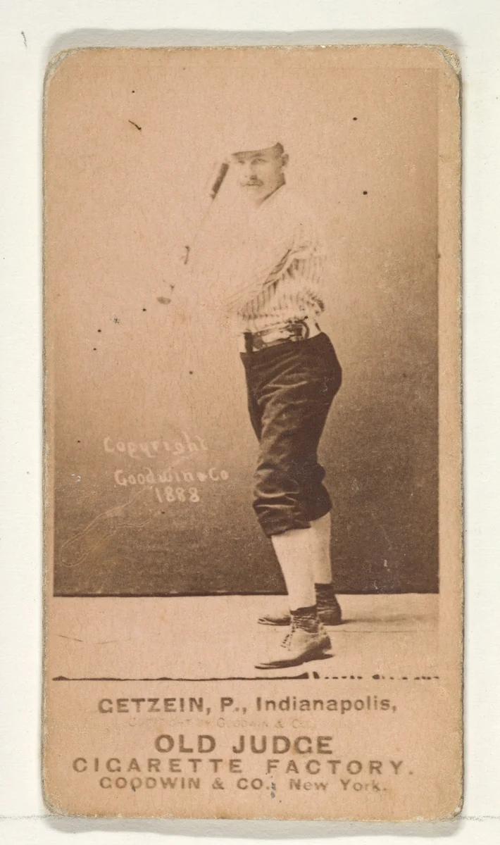 Getzein, Pitcher, Indianapolis, from the Old Judge series (N172) for Old Judge Cigarettes by Goodwin & Company, photograph, 1888