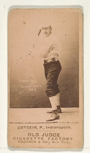 Getzein, Pitcher, Indianapolis, from the Old Judge series (N172) for Old Judge Cigarettes by Goodwin & Company, photograph, 1888