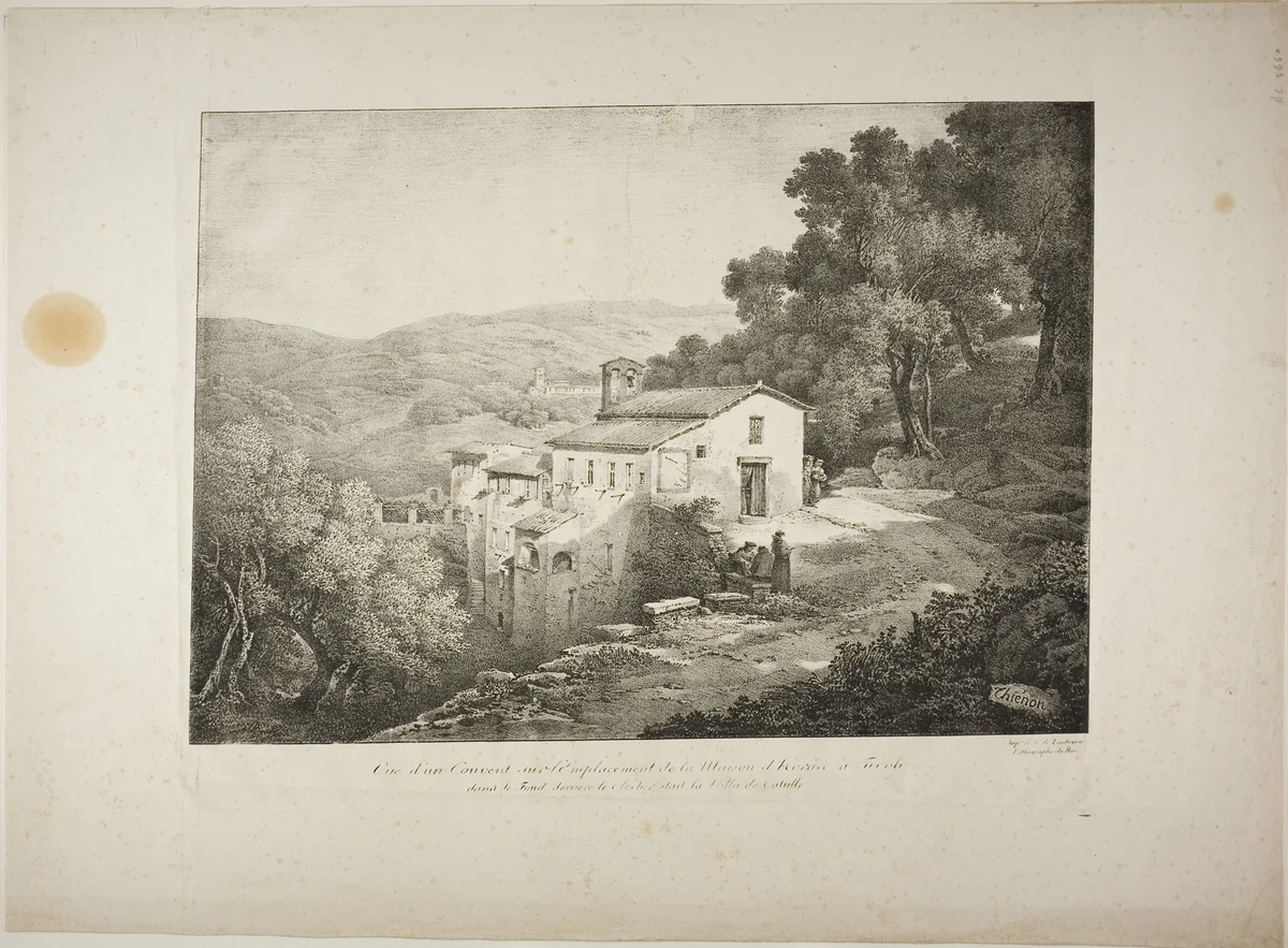 View of a Convent on the Site of the House of Horace by Claude Thienon, print, 1812-1822