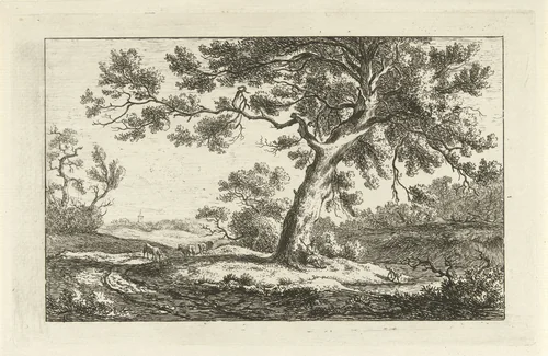 Rustende herder by Carel Lodewijk Hansen, print, 1780-1840