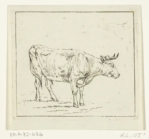 Stier staand, naar rechts by Ernst Willem Jan Bagelaar, print, 1798-1837