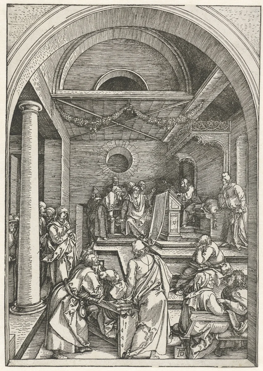 De twaalfjarige Christus in de tempel by Unknown, print, 1501-1505