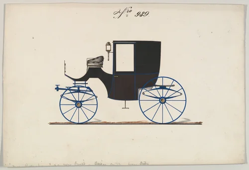 Design for Brougham, no. 989 by Brewster & Co., drawing, 1850-1870