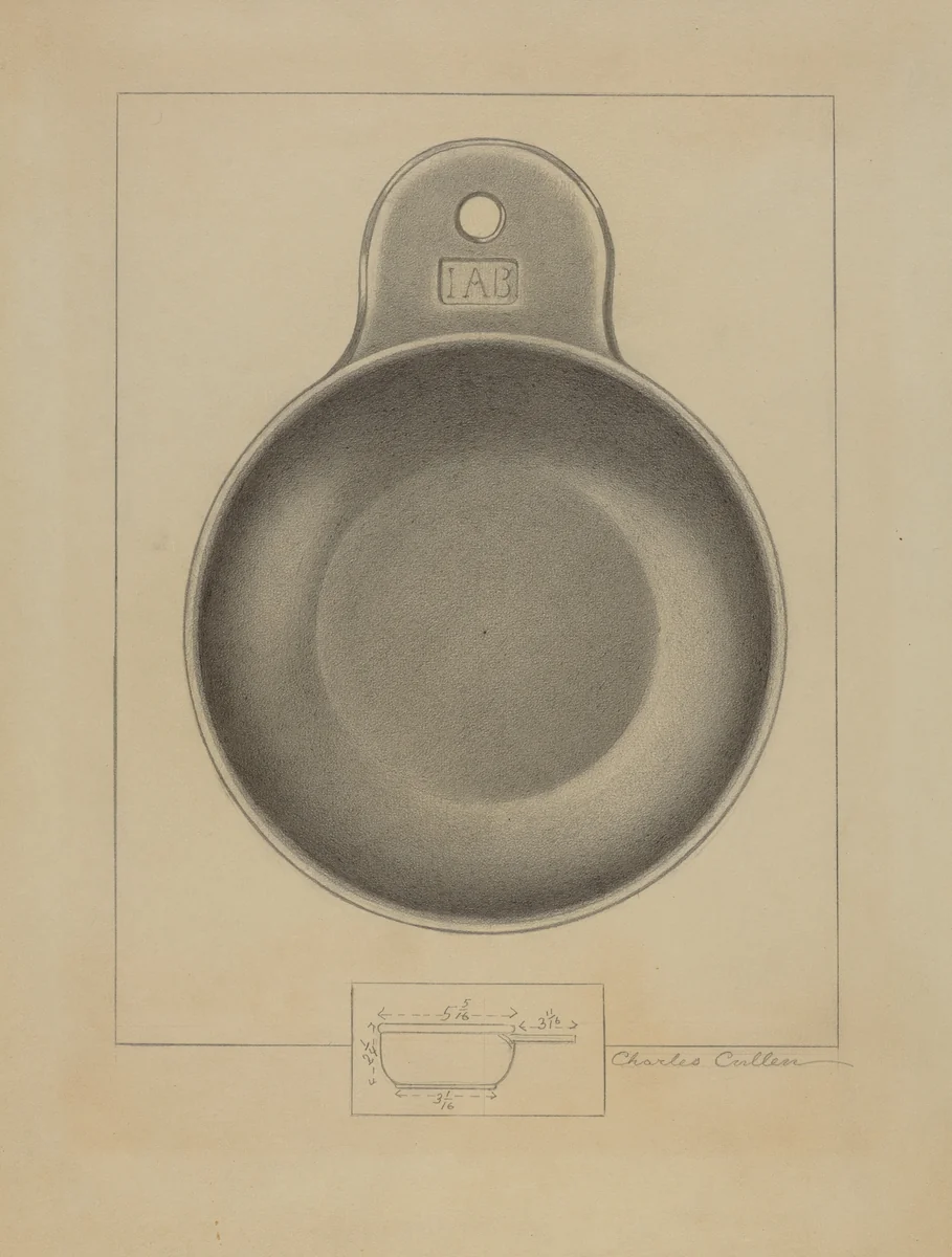 Pewter Porringer by Charles Cullen, index of american design, 1936
