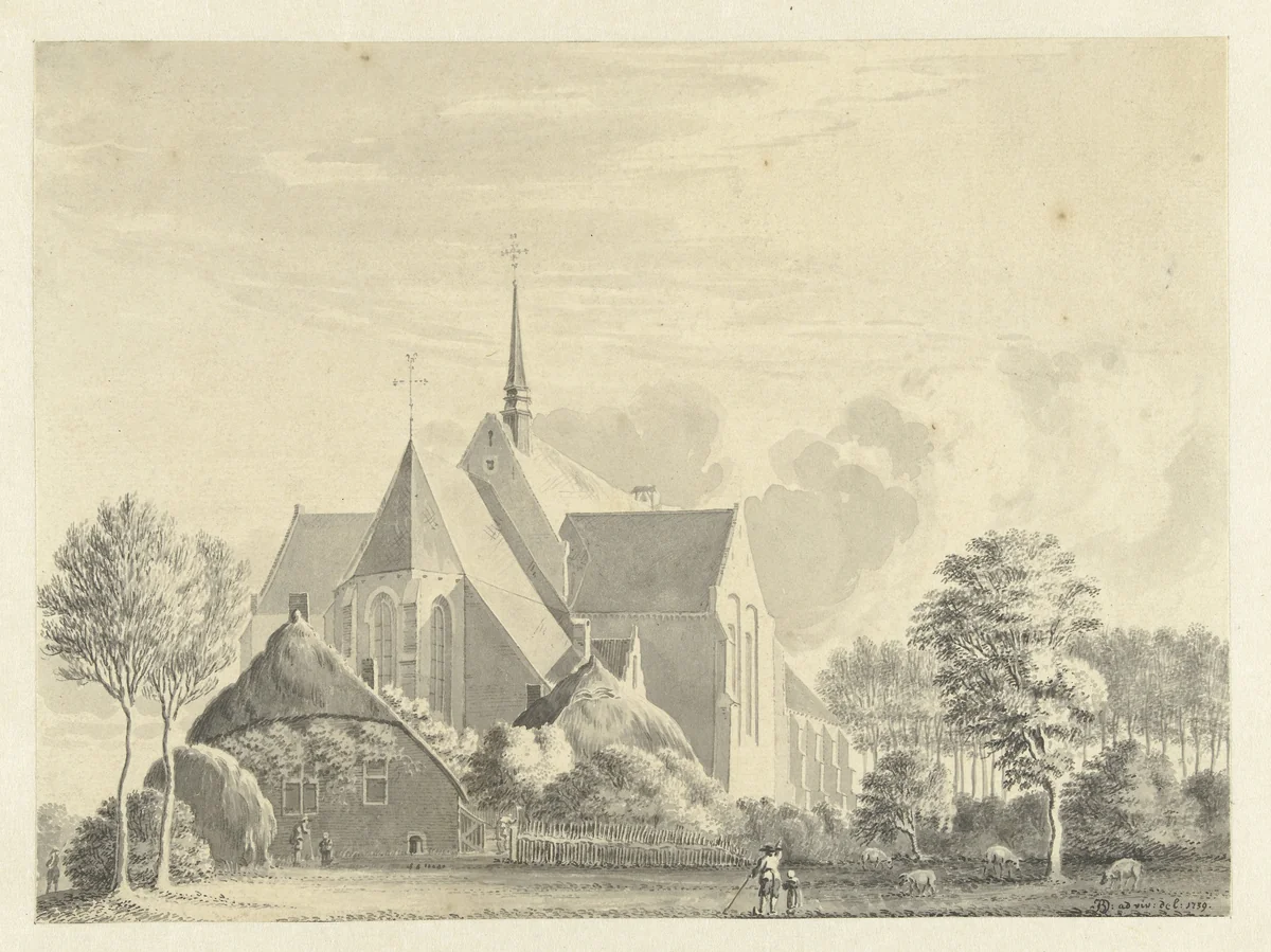 Kerk van Someren by Jan de Beijer, drawing, 1738-1739