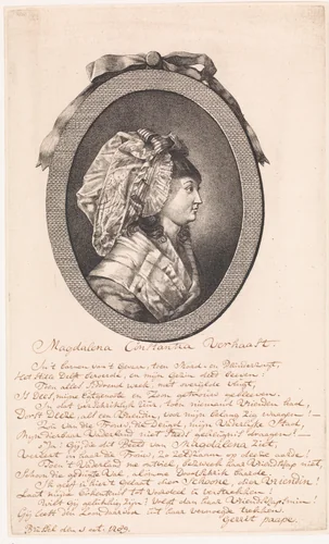 Portret van Magdalena Constantia Verhaast by Jan Gerard Waldorp, print, 1789