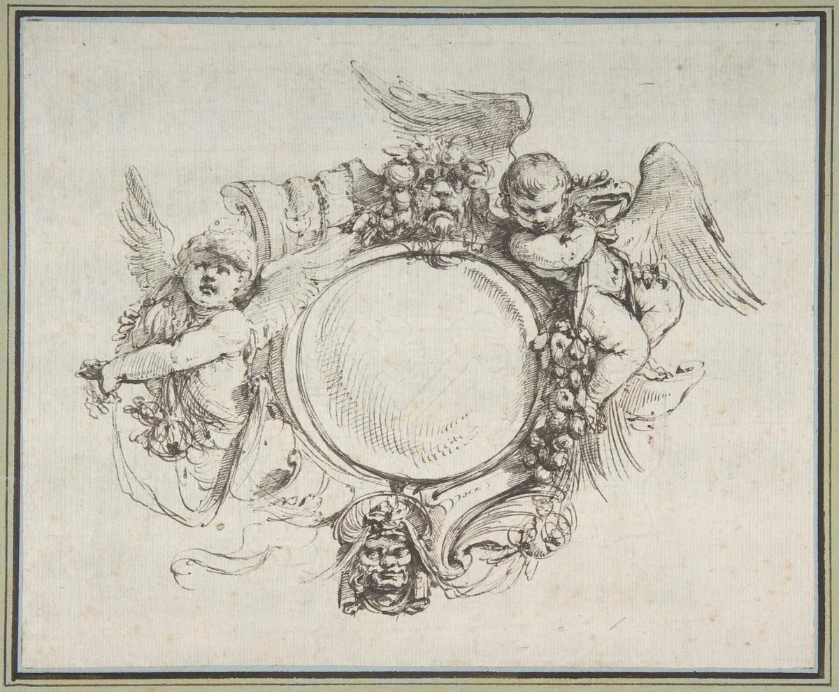 Design for a Cartouche with a Variant by Carlo Bianconi, drawing, 1732-1802