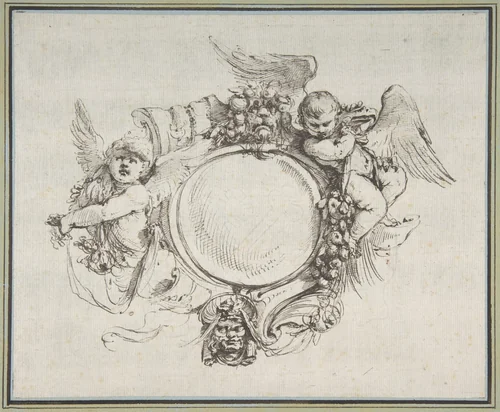 Design for a Cartouche with a Variant by Carlo Bianconi, drawing, 1732-1802