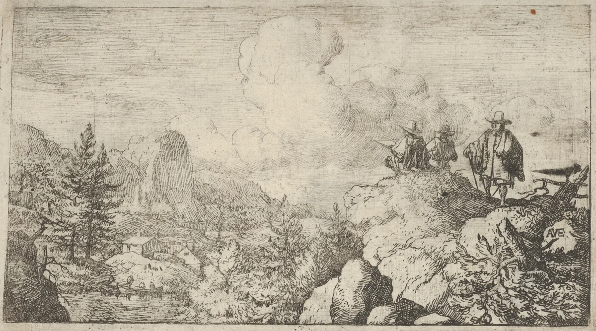 The Draftsman at the Rock by Allart van Everdingen, print, 1621-1675