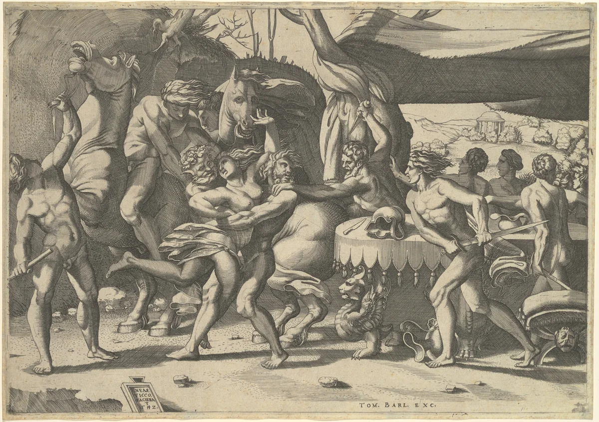 Battle of the Lapiths and Centaurs by Enea Vico
Rosso Fiorentino, print, 1542