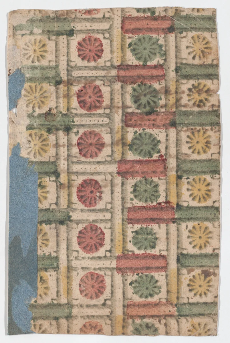 Sheet with overall pattern of rosettes by anonymous, print, 1800-1900