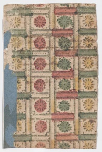 Sheet with overall pattern of rosettes by anonymous, print, 1800-1900