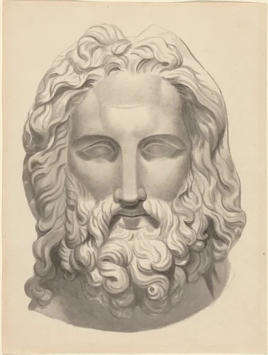 Antique Bearded Head by John Flaxman, drawing, 1755-1826