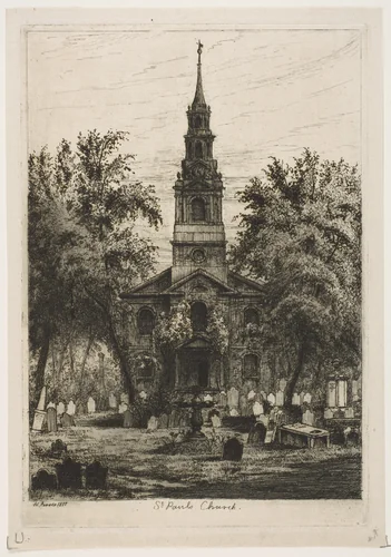St. Paul's Chapel, New York, from "Scenes of Old New York" by Henry Farrer, print, 1877