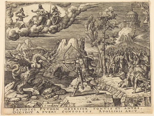 Apollo Killing Python by Etienne Delaune, print, 1519-1583