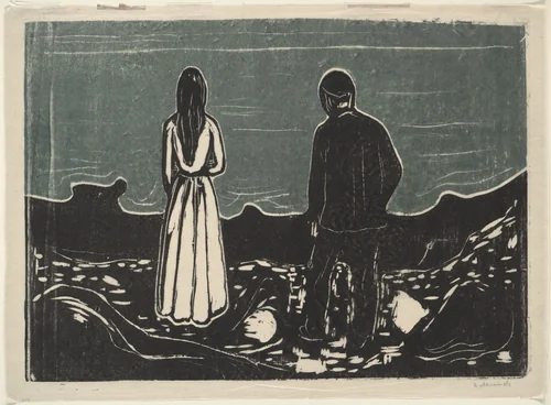 Two People. The Lonely Ones (To mennesker. De ensomme) by Edvard Munch, print, 1899