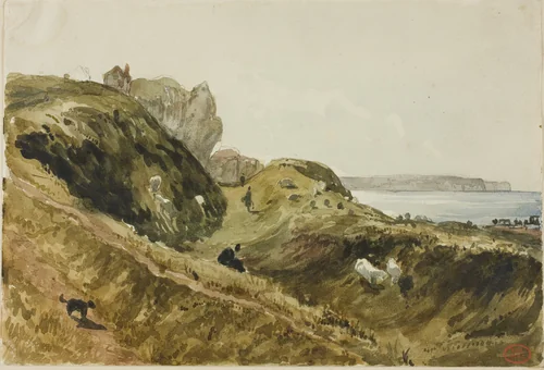 The Cliffs at Dieppe by Paul Huet, painting, 1815-1869