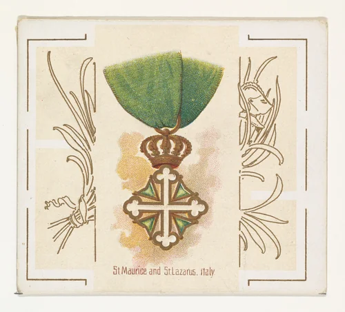 Saint Maurice and Saint Lazarus, Italy, from the World's Decorations series (N44) for Allen & Ginter Cigarettes by Allen & Ginter, print, 1890
