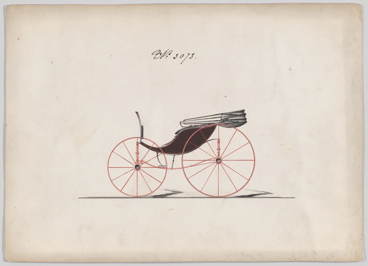 Design for Pony Phaeton, no. 3073 by Brewster & Co., drawing, 1874