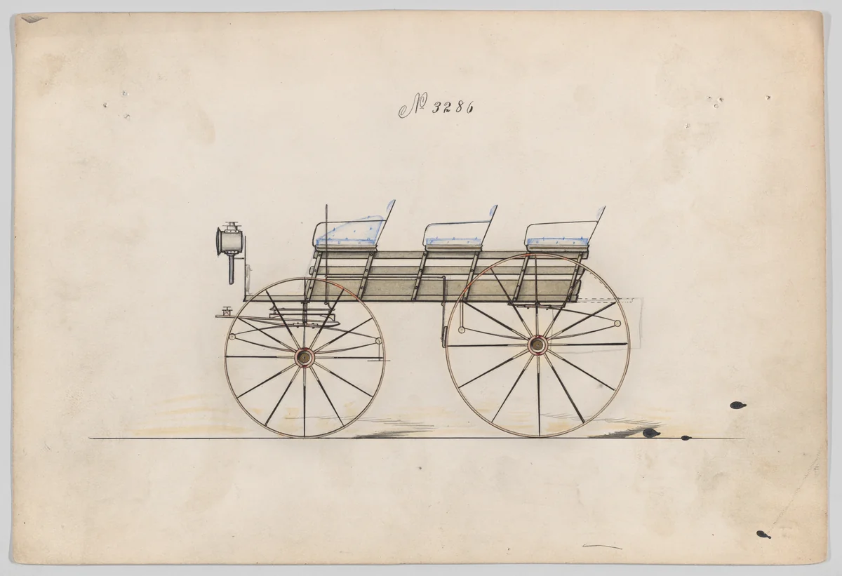 Slat Side Phaeton #3286 by Brewster & Co., drawing, 1876