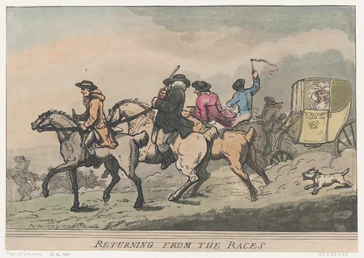 Returning from the Races by Thomas Rowlandson, print, 1791