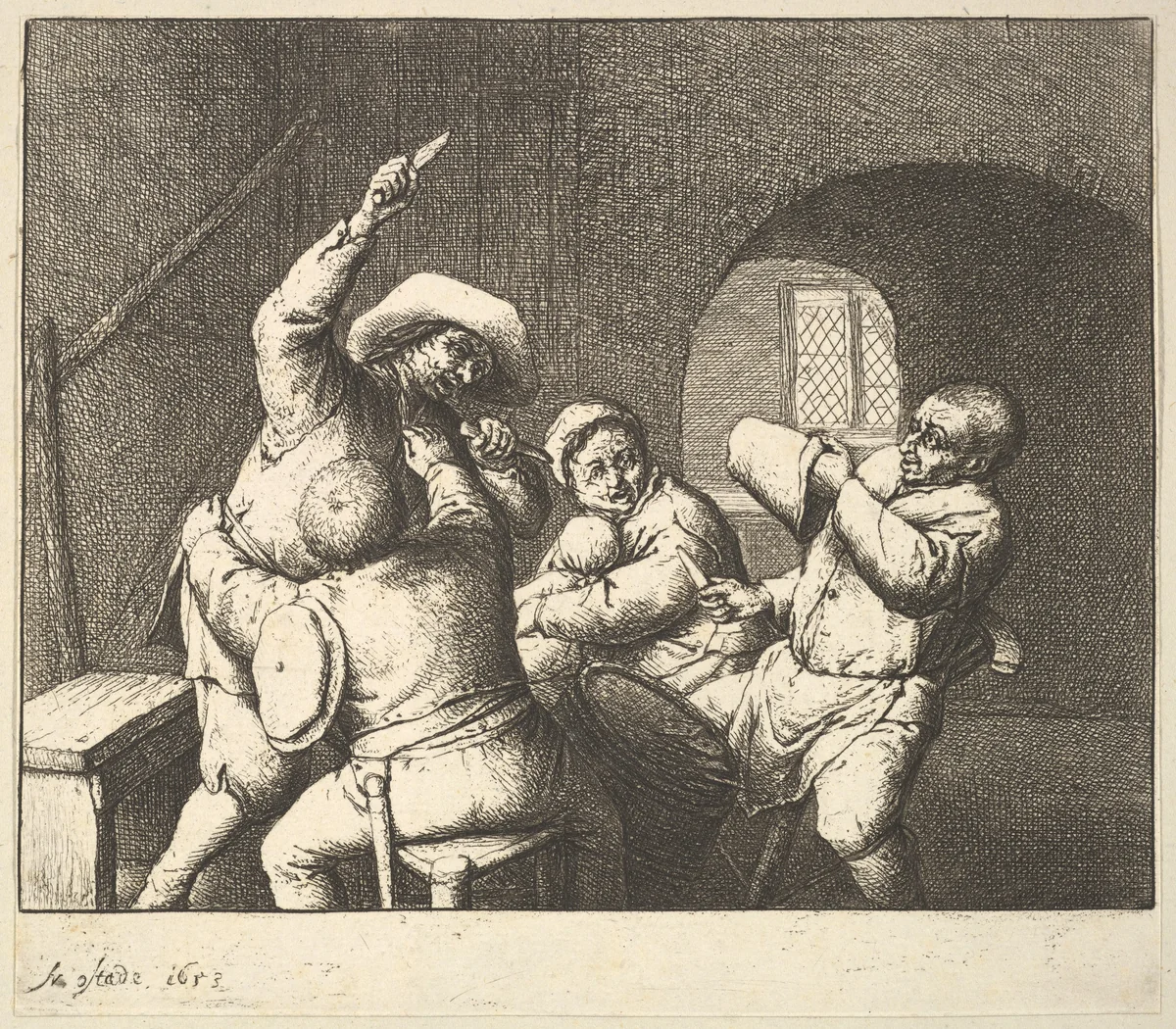 The Knife Thrust by Adriaen van Ostade, print, 1610-1685