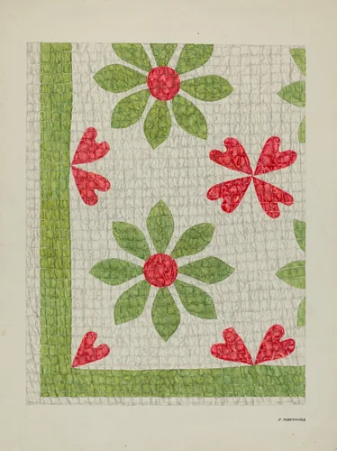 Hand Made Quilt by Florence Hastings, index of american design, 1938