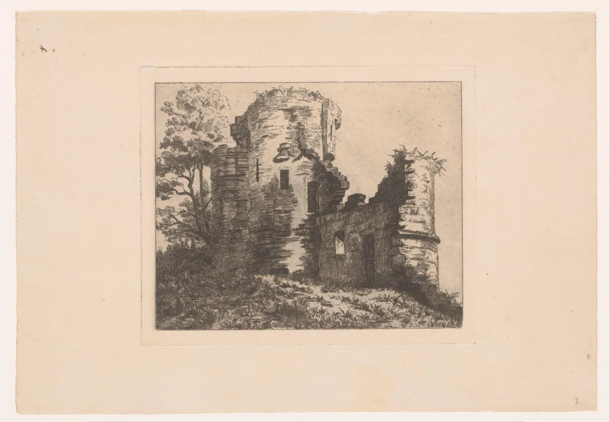 Ruïne van de Burcht van Herzele by Edgar Alfred Baes, print, 1847-1909