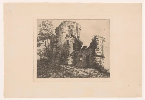 Ruïne van de Burcht van Herzele by Edgar Alfred Baes, print, 1847-1909
