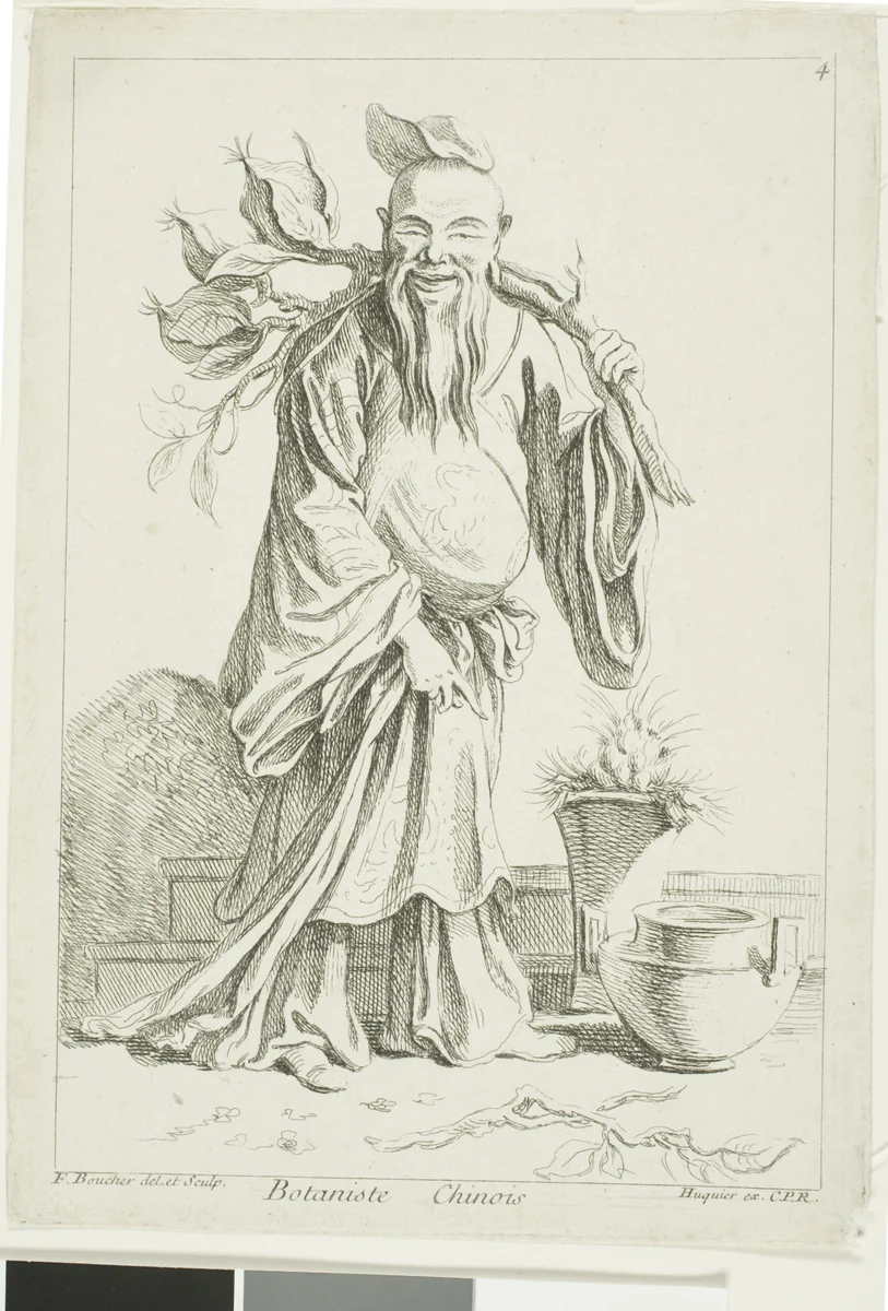 Chinese Botanist, from Recueil de diverses figures chinoise du cabinet de François Boucher by François Boucher, print, 1738-1745