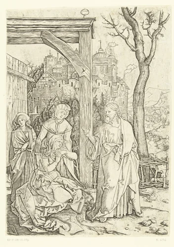 Christus neemt afscheid van zijn moeder by Marcantonio Raimondi, print, 1510-1515
