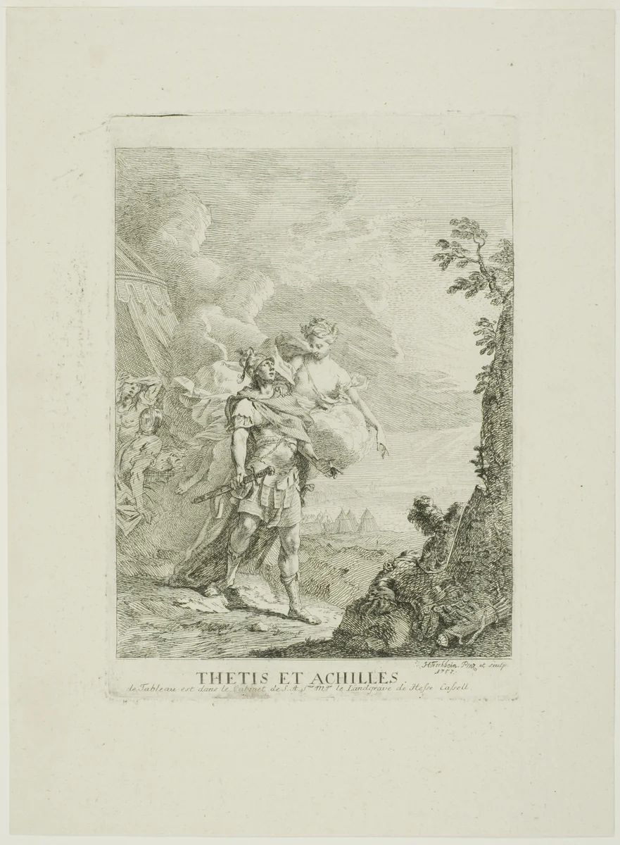 Thetis and Achilles by Johann Heinrich Tischbein, print, 1757