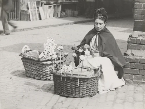 The Flower Woman at Ludgate Hill Station by Paul Martin, photograph, 1890