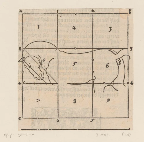 Model voor een paard met raster by anonymous, print, 1565