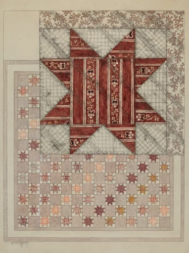 Pieced and Quilted Coverlet by Maud M Holme, index of american design, 1937
