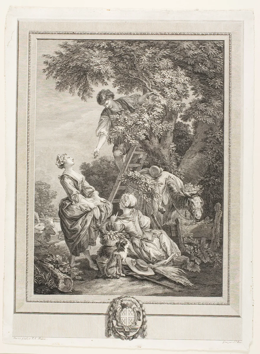 Cherries by Nicolas Ponce Pierre Antoine Baudouin, print, 1766-1831