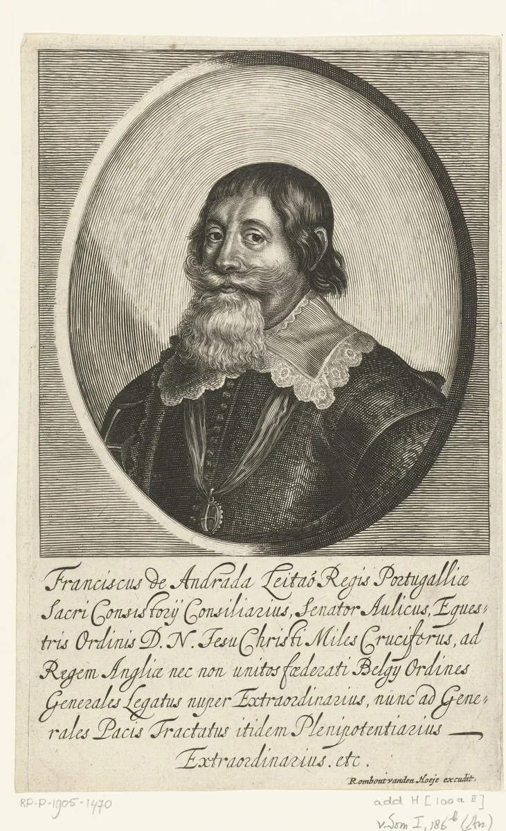 Portret van Franciscus d'Andrade by Pieter de Bailliu, print, 1623-1660