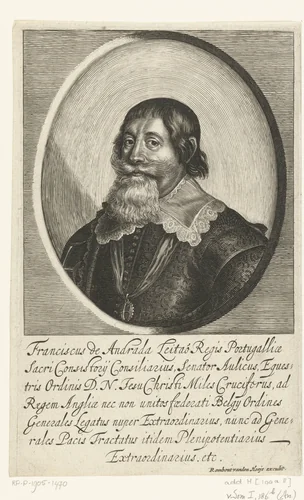 Portret van Franciscus d'Andrade by Pieter de Bailliu, print, 1623-1660