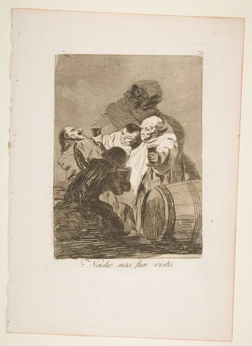 Plate 79 from "Los Caprichos": No one has seen us (Nadie nos ha visto) by Goya, print, 1799