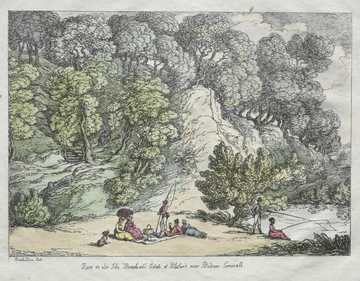 View on Sir John Moreshead's Estate at Blisland near Bodmin, Cornwall by Thomas Rowlandson, print, 1805