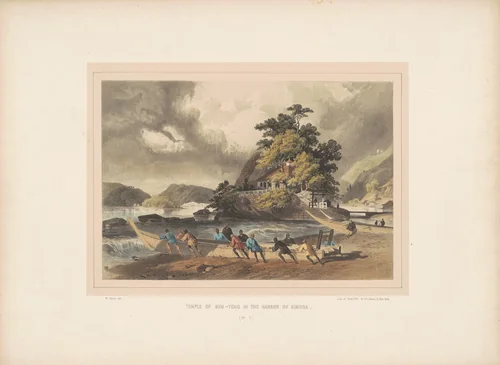 Temple of Ben-teng in the Harbor of Simoda by William Heine, portfolio, 1856