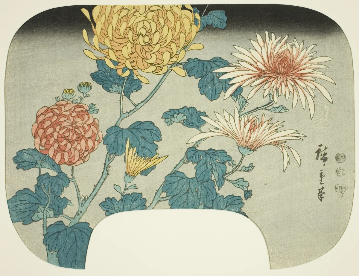 Chrysanthemums by Utagawa Hiroshige (歌川広重), print, 1840-1849