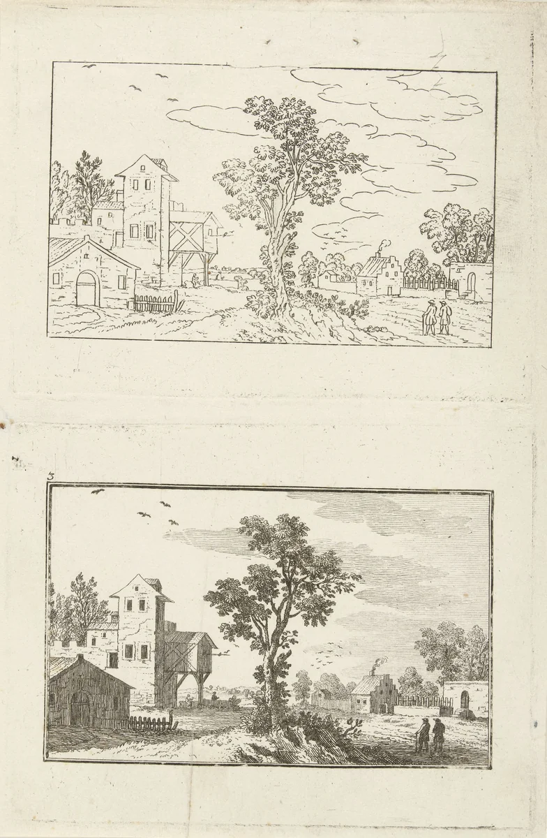 Twee landschappen by Christian Friedrich Fritzsch, print, 1729-1774