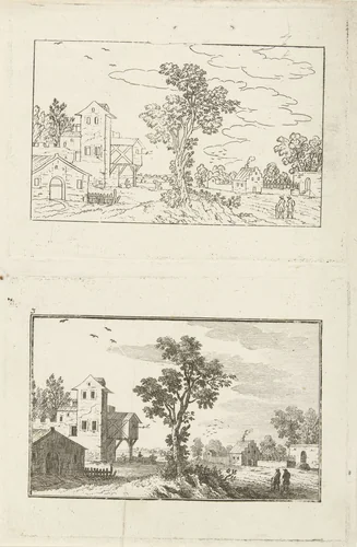 Twee landschappen by Christian Friedrich Fritzsch, print, 1729-1774