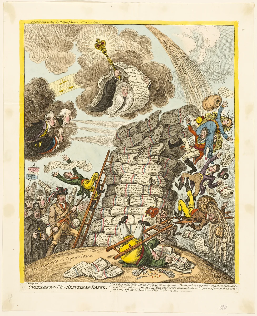 Overthrow of the Republican-Babel by James Gillray, print, 1809