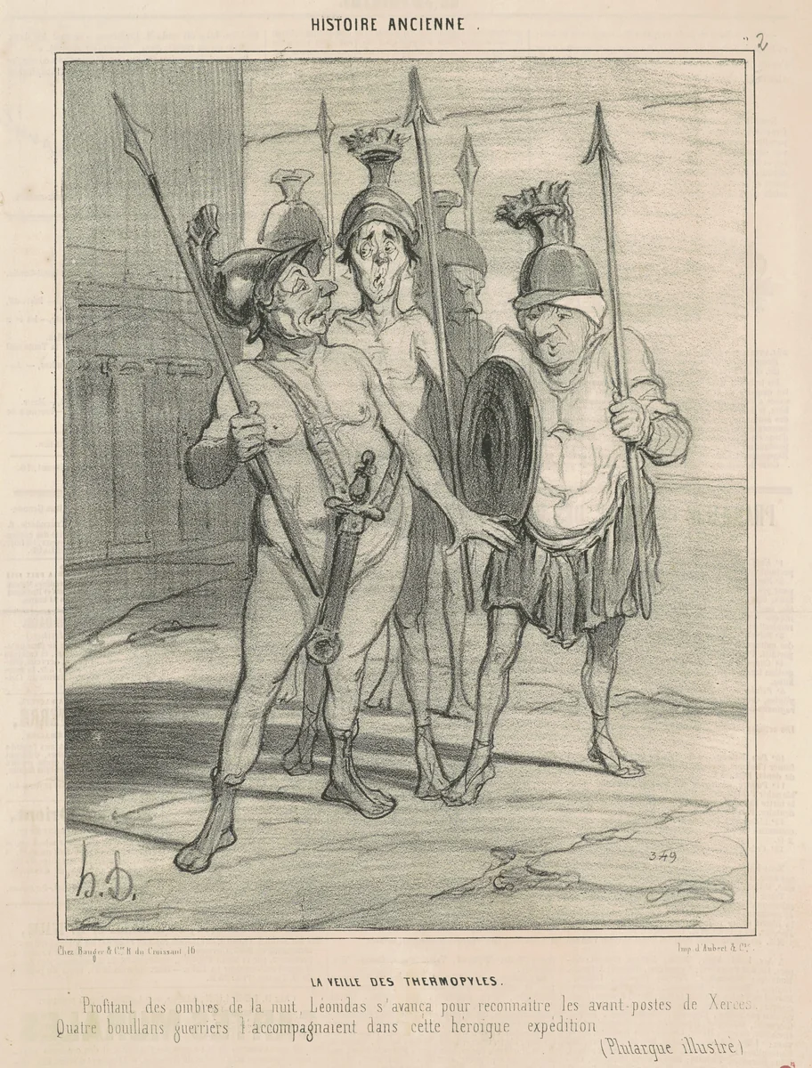 La veille des Thermopyles by Honoré Daumier, print, 1842